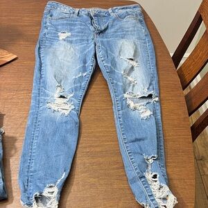 American Eagle Outfitters Light Blue Distressed Skinny Jeans